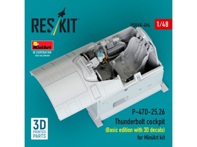 P-47D-25,26 Thunderbolt cockpit (Basic edition with 3D decals) for MiniArt kit (3D Printed) 