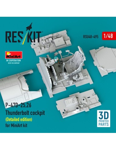 P-47D-25,26 Thunderbolt cockpit (Detailed edition) for MiniArt kit (3D Printed) 