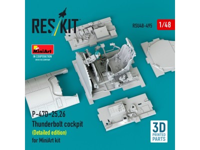 P-47D-25,26 Thunderbolt cockpit (Detailed edition) for MiniArt kit (3D Printed) 