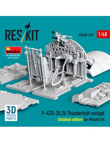 P-47D-25,26 Thunderbolt cockpit (Detailed edition) for MiniArt kit (3D Printed) 