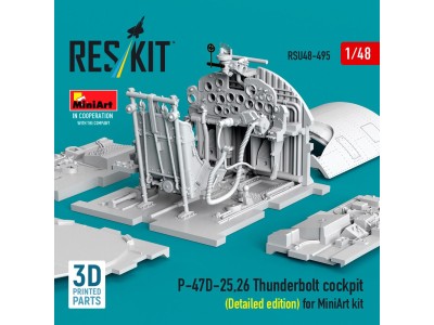 P-47D-25,26 Thunderbolt cockpit (Detailed edition) for MiniArt kit (3D Printed) 