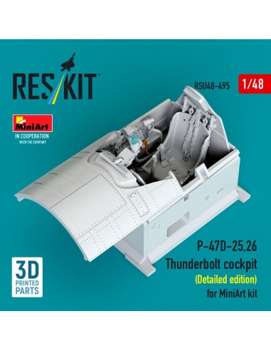 P-47D-25,26 Thunderbolt cockpit (Detailed edition) for MiniArt kit (3D Printed) 