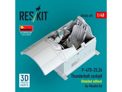 P-47D-25,26 Thunderbolt cockpit (Detailed edition) for MiniArt kit (3D Printed) 