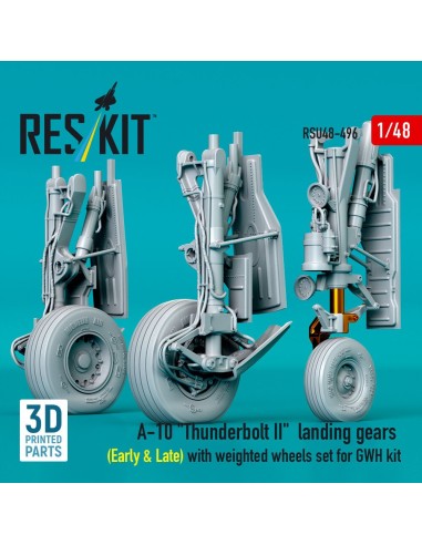 A-10 Thunderbolt II landing gears (Early & Late) with weighted wheels set for GWH kit (Metal+3D Printed) 