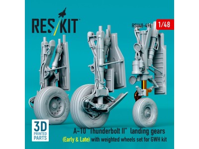 A-10 Thunderbolt II landing gears (Early & Late) with weighted wheels set for GWH kit (Metal+3D Printed) 