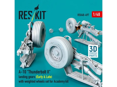 A-10 Thunderbolt II landing gears (Early & Late) with weighted wheels set for Academy kit (Metal+3D Printed) 