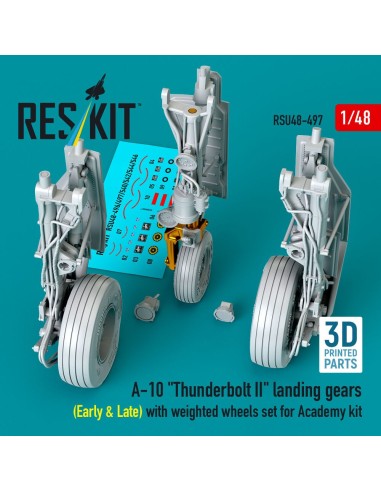 A-10 Thunderbolt II landing gears (Early & Late) with weighted wheels set for Academy kit (Metal+3D Printed) 