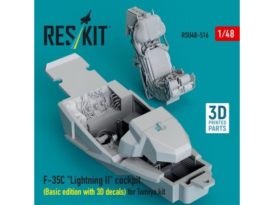F-35C Lightning II cockpit (Basic edition with 3D decals) for Tamiya kit (3D Printed) 