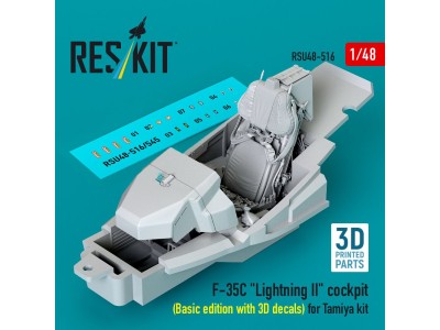 F-35C Lightning II cockpit (Basic edition with 3D decals) for Tamiya kit (3D Printed) 