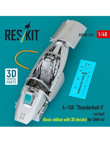 A-10A Thunderbolt II cockpit (Basic edition with 3D decals) for GWH kit (3D Printed) 