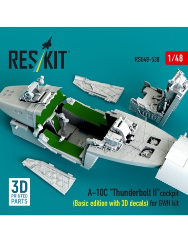 A-10C Thunderbolt II cockpit (Basic edition with 3D decals) for GWH kit (3D Printed) 