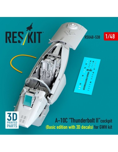 A-10C Thunderbolt II cockpit (Basic edition with 3D decals) for GWH kit (3D Printed) 