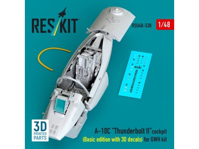 A-10C Thunderbolt II cockpit (Basic edition with 3D decals) for GWH kit (3D Printed) 