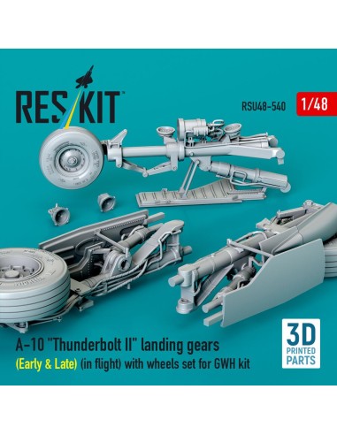 A-10 Thunderbolt II landing gears (Early & Late) (in flight) with wheels set for GWH kit (3D Printed) 