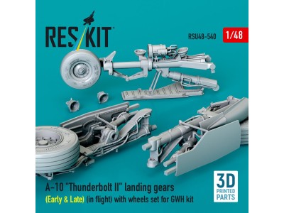 A-10 Thunderbolt II landing gears (Early & Late) (in flight) with wheels set for GWH kit (3D Printed) 