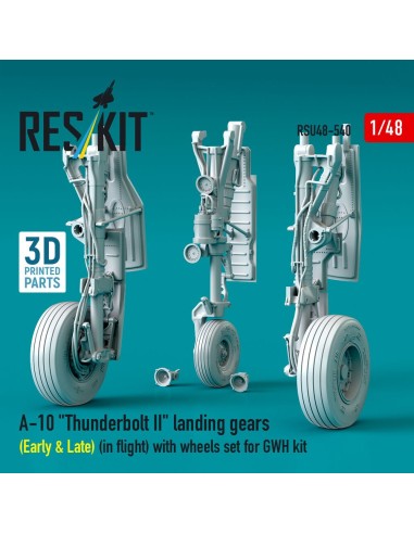 A-10 Thunderbolt II landing gears (Early & Late) (in flight) with wheels set for GWH kit (3D Printed) 