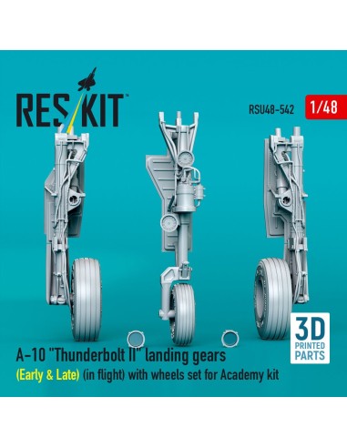 A-10 Thunderbolt II landing gears (Early & Late) (in flight) with wheels set for Academy kit (3D Printed) 