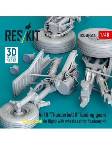 A-10 Thunderbolt II landing gears (Early & Late) (in flight) with wheels set for Academy kit (3D Printed) 