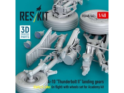 A-10 Thunderbolt II landing gears (Early & Late) (in flight) with wheels set for Academy kit (3D Printed) 