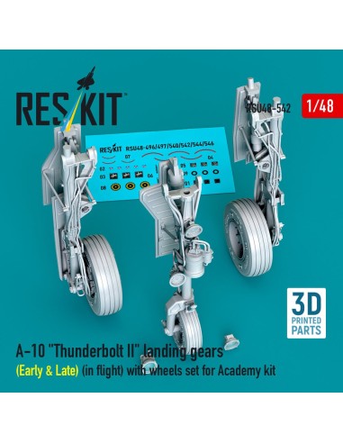 A-10 Thunderbolt II landing gears (Early & Late) (in flight) with wheels set for Academy kit (3D Printed) 