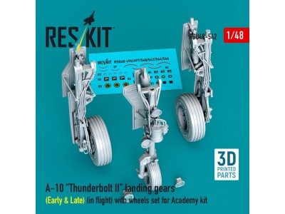 A-10 Thunderbolt II landing gears (Early & Late) (in flight) with wheels set for Academy kit (3D Printed) 