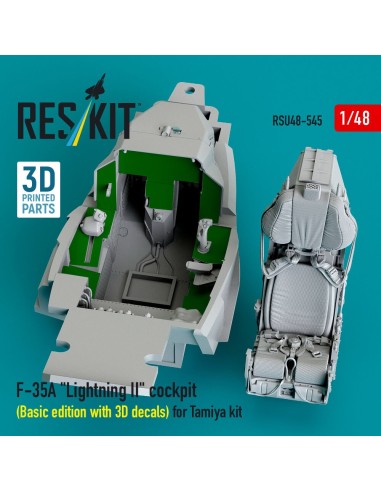 F-35A Lightning II cockpit (Basic edition with 3D decals) for Tamiya kit (3D Printed) 