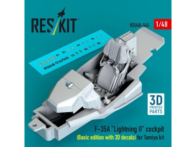 F-35A Lightning II cockpit (Basic edition with 3D decals) for Tamiya kit (3D Printed) 