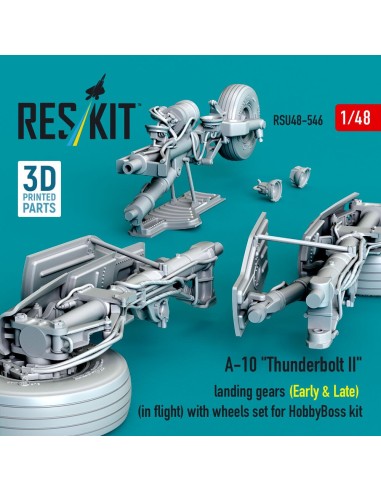 A-10 Thunderbolt II landing gears (Early & Late) (in flight) with wheels set for HobbyBoss kit (3D Printed) 