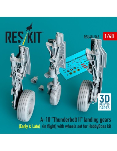 A-10 Thunderbolt II landing gears (Early & Late) (in flight) with wheels set for HobbyBoss kit (3D Printed) 
