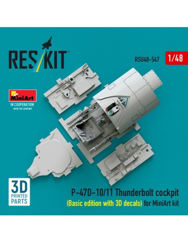 P-47D-10/11 Thunderbolt cockpit (Basic edition with 3D decals) for MiniArt kit (3D Printed) 
