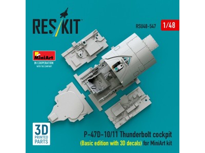 P-47D-10/11 Thunderbolt cockpit (Basic edition with 3D decals) for MiniArt kit (3D Printed) 