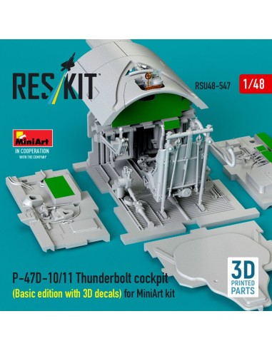 P-47D-10/11 Thunderbolt cockpit (Basic edition with 3D decals) for MiniArt kit (3D Printed) 