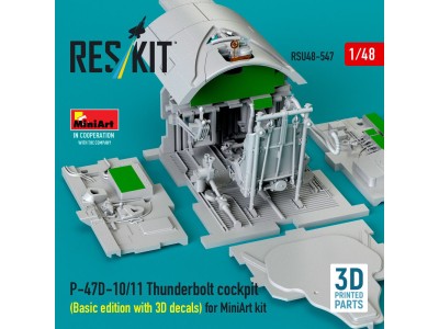 P-47D-10/11 Thunderbolt cockpit (Basic edition with 3D decals) for MiniArt kit (3D Printed) 