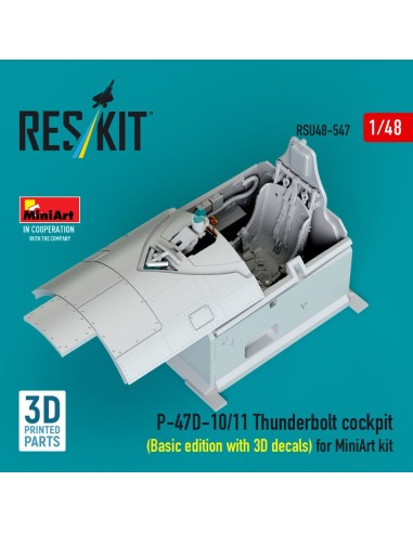 P-47D-10/11 Thunderbolt cockpit (Basic edition with 3D decals) for MiniArt kit (3D Printed) 