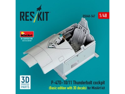 P-47D-10/11 Thunderbolt cockpit (Basic edition with 3D decals) for MiniArt kit (3D Printed) 