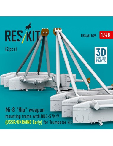 Mi-8 Hip weapon mounting frame with BD3-57KrV for Trumpeter kit (USSR/UKRAINE Early) (2 pcs) (3D Printed) 