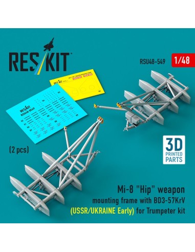 Mi-8 Hip weapon mounting frame with BD3-57KrV for Trumpeter kit (USSR/UKRAINE Early) (2 pcs) (3D Printed) 