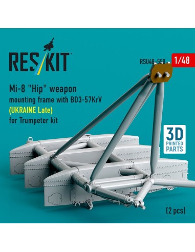 Mi-8 Hip weapon mounting frame with BD3-57KrV for Trumpeter kit (UKRAINE Late) (2 pcs) (3D Printed) 