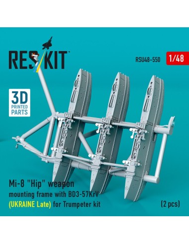 Mi-8 Hip weapon mounting frame with BD3-57KrV for Trumpeter kit (UKRAINE Late) (2 pcs) (3D Printed) 