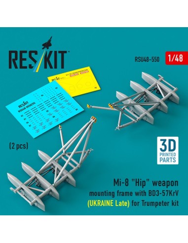 Mi-8 Hip weapon mounting frame with BD3-57KrV for Trumpeter kit (UKRAINE Late) (2 pcs) (3D Printed) 
