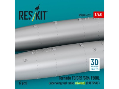 Tornado F3/GR1/GR4 1500L underwing fuel tanks (riveted) (RAF/RSAF) (2 pcs) (3D Printed) 