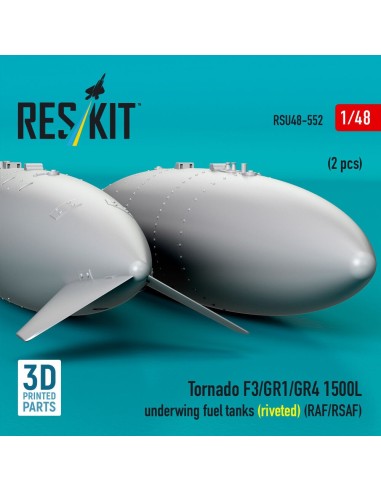 Tornado F3/GR1/GR4 1500L underwing fuel tanks (riveted) (RAF/RSAF) (2 pcs) (3D Printed) 