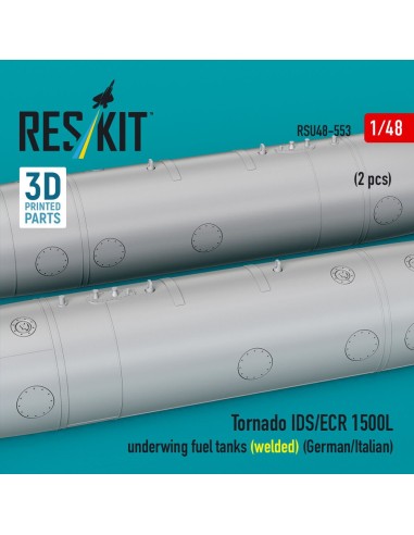 Tornado IDS/ECR 1500L underwing fuel tanks (welded) (German AF / Italian AF) (2 pcs) (3D Printed) 