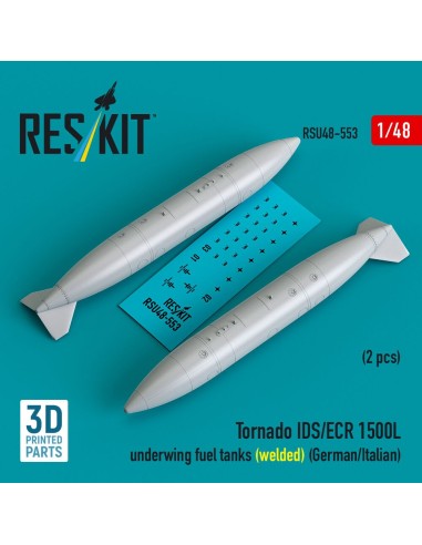 Tornado IDS/ECR 1500L underwing fuel tanks (welded) (German AF / Italian AF) (2 pcs) (3D Printed) 