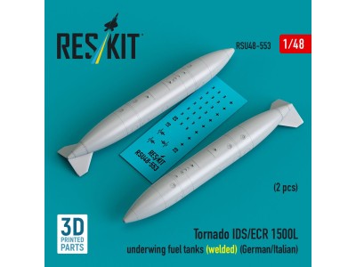 Tornado IDS/ECR 1500L underwing fuel tanks (welded) (German AF / Italian AF) (2 pcs) (3D Printed) 