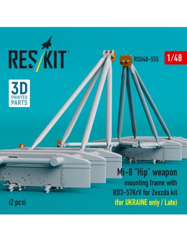Mi-8 Hip weapon mounting frame with BD3-57KrV for Zvezda kit (for UKRAINE only / Late) (2 pcs) (3D Printed) 