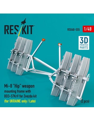 Mi-8 Hip weapon mounting frame with BD3-57KrV for Zvezda kit (for UKRAINE only / Late) (2 pcs) (3D Printed) 