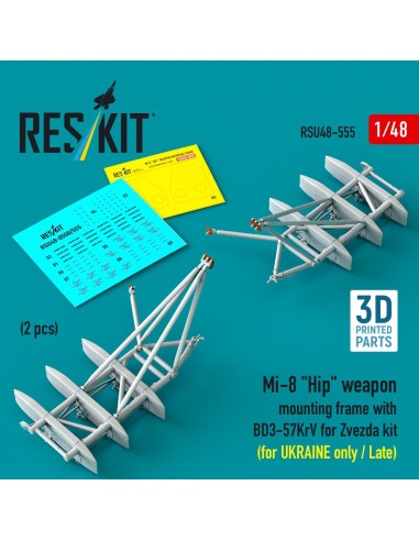 Mi-8 Hip weapon mounting frame with BD3-57KrV for Zvezda kit (for UKRAINE only / Late) (2 pcs) (3D Printed) 