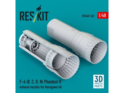 F-4 (B, C, D, N) Phantom II exhaust nozzles for Hasegawa kit (3D Printed) 