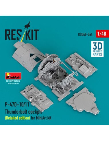 P-47D-10/11 Thunderbolt cockpit (Detailed edition) for MiniArt kit (3D Printed) 